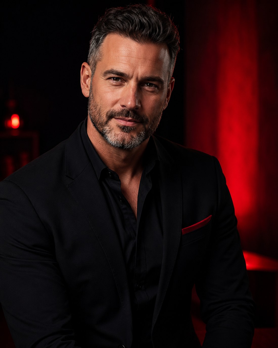 Good looking mature man in black jacket